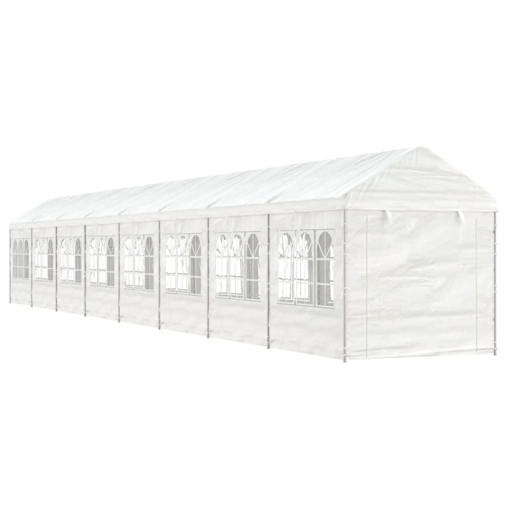 Gazebo com telhado 17,84x2,28x2,69 m polietileno branco