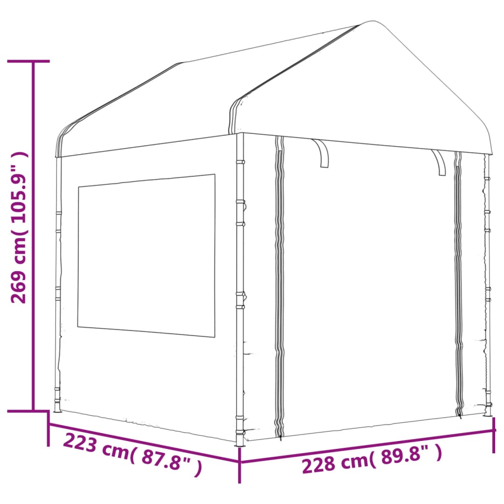 Gazebo com telhado 20,07x2,28x2,69 m polietileno branco