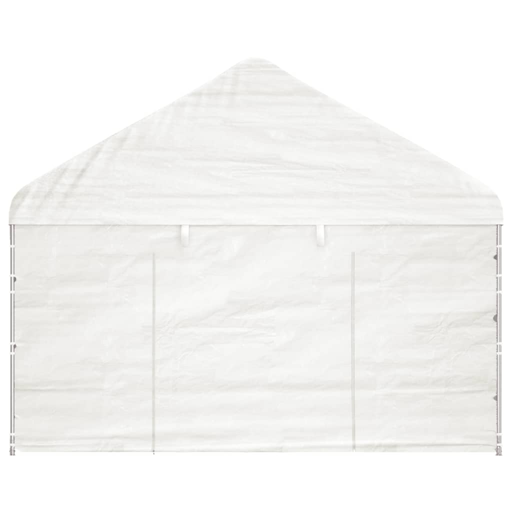 Gazebo com telhado 4,46x4,08x3,22 m polietileno branco