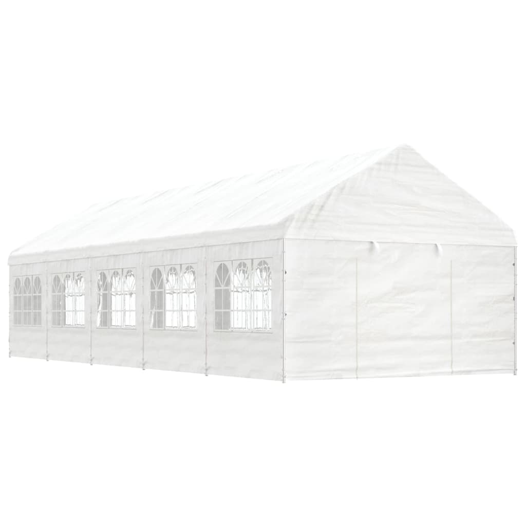 Gazebo com telhado 11,15x4,08x3,22 m polietileno branco