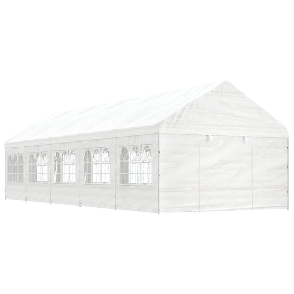 Gazebo com telhado 11,15x4,08x3,22 m polietileno branco