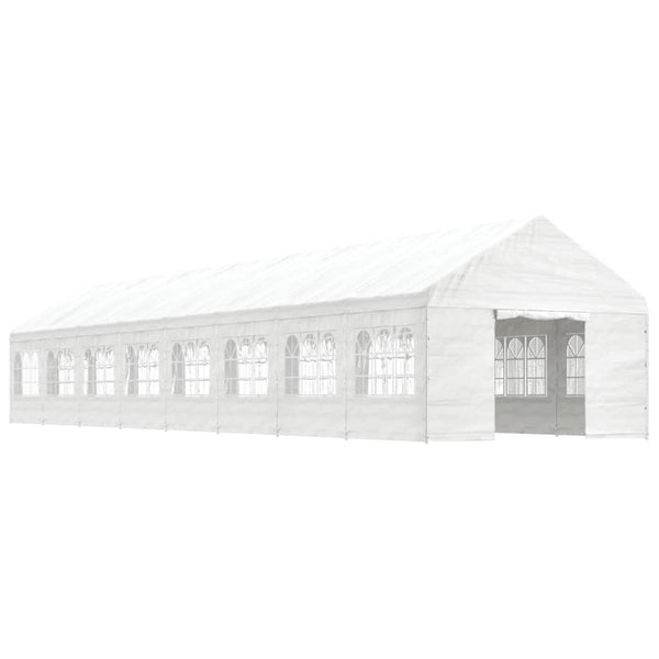 Gazebo com telhado 17,84x4,08x3,22 m polietileno branco