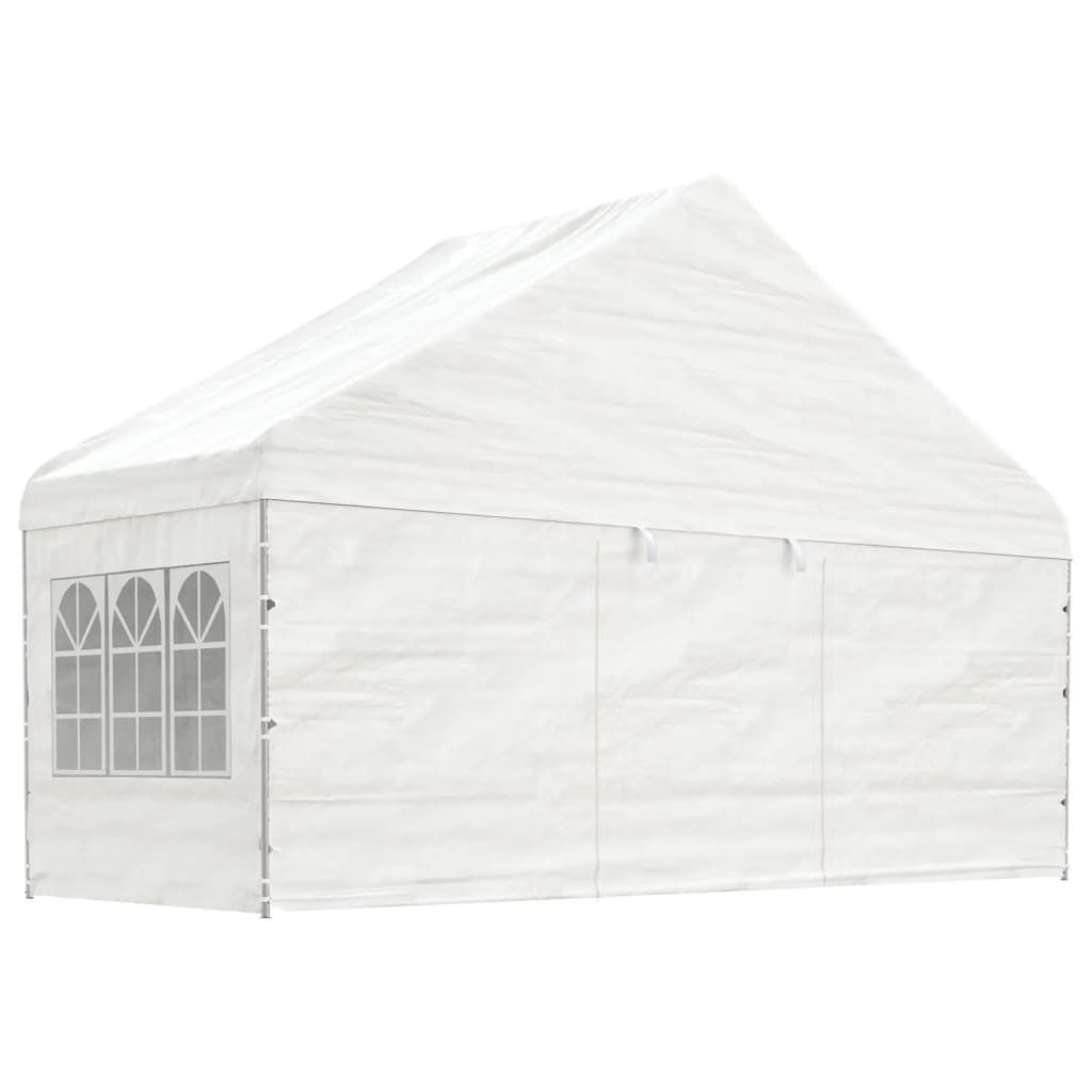Gazebo com telhado 4,46x5,88x3,75 m polietileno branco