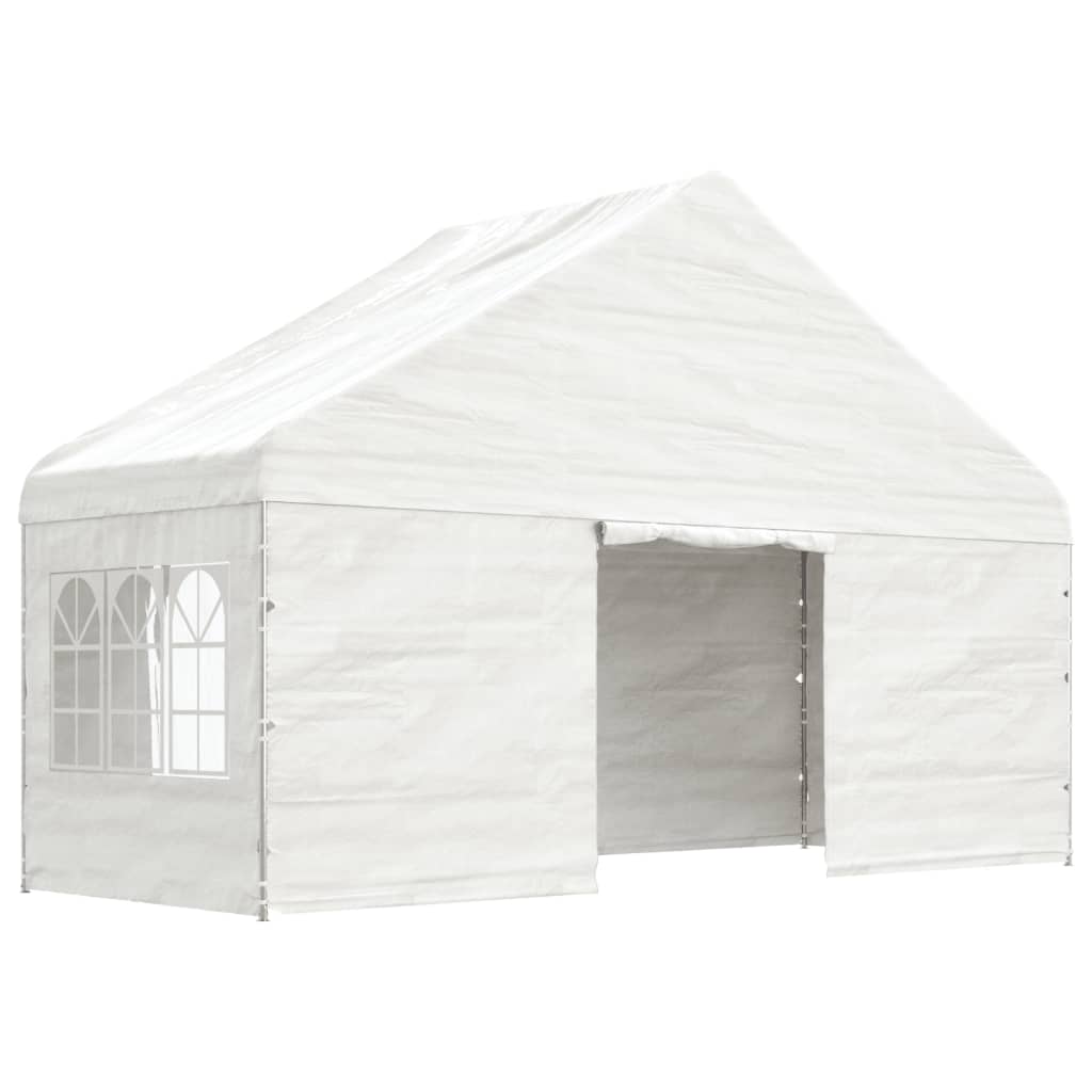 Gazebo com telhado 4,46x5,88x3,75 m polietileno branco