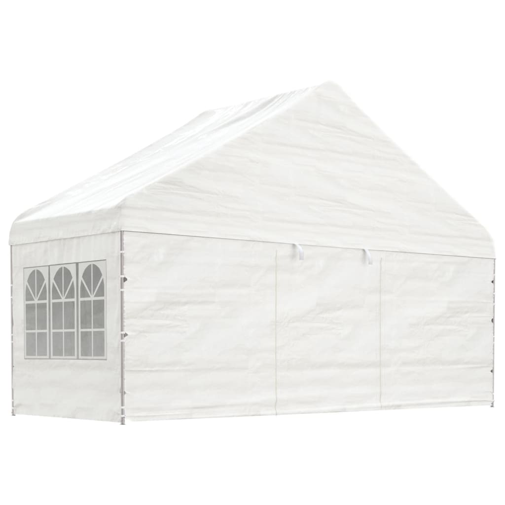 Gazebo com telhado 13,38x5,88x3,75 m polietileno branco