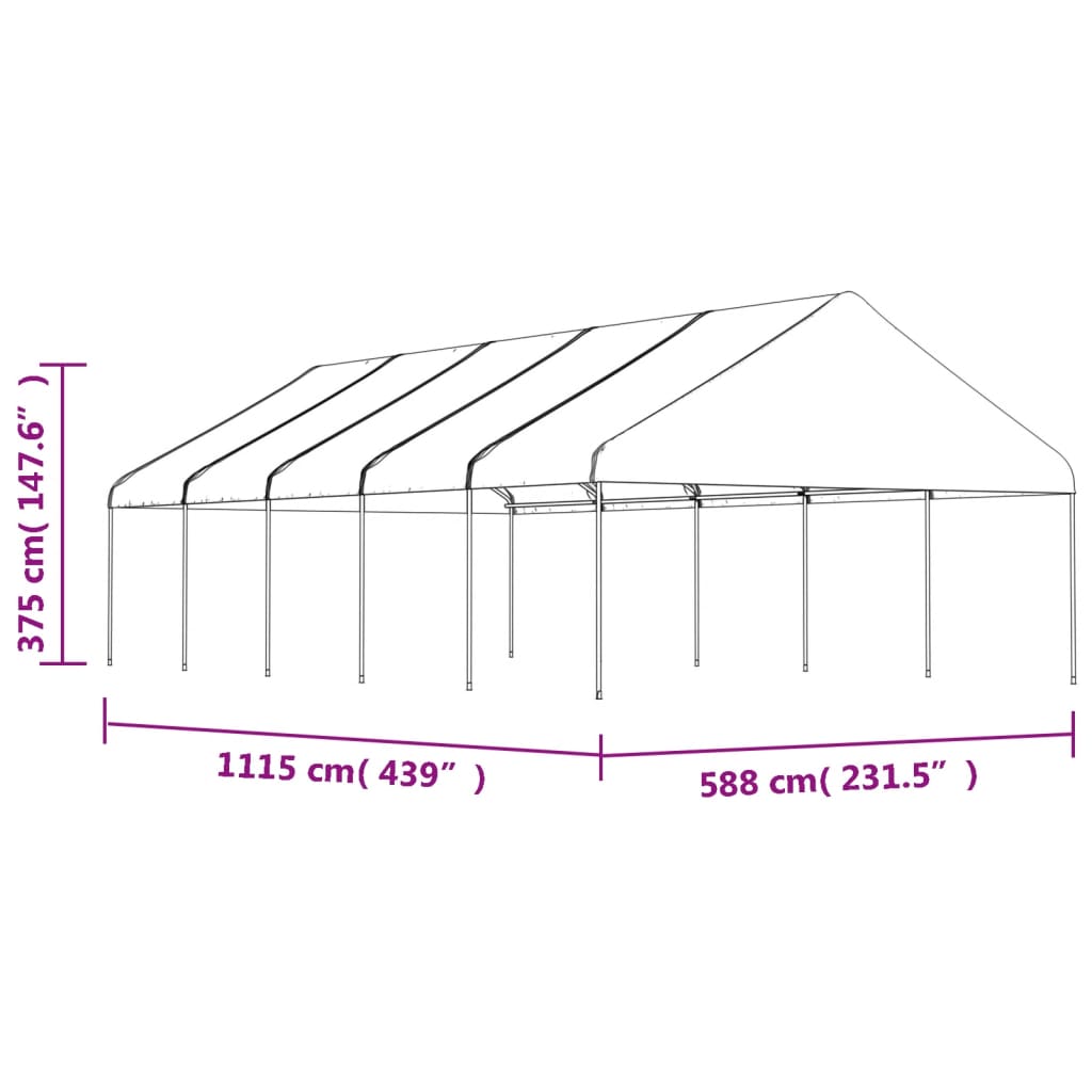 Gazebo com telhado 11,15x5,88x3,75 m polietileno branco