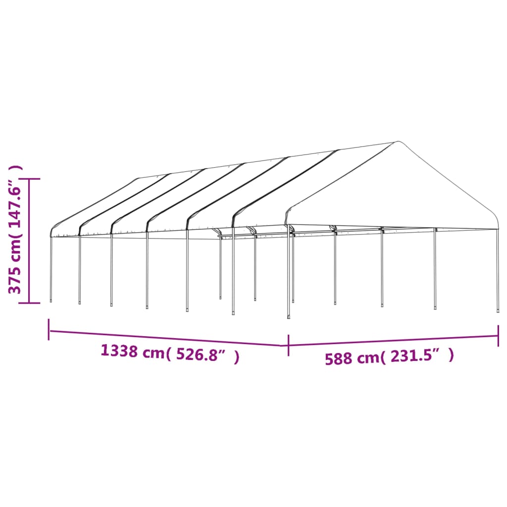 Gazebo com telhado 13,38x5,88x3,75 m polietileno branco