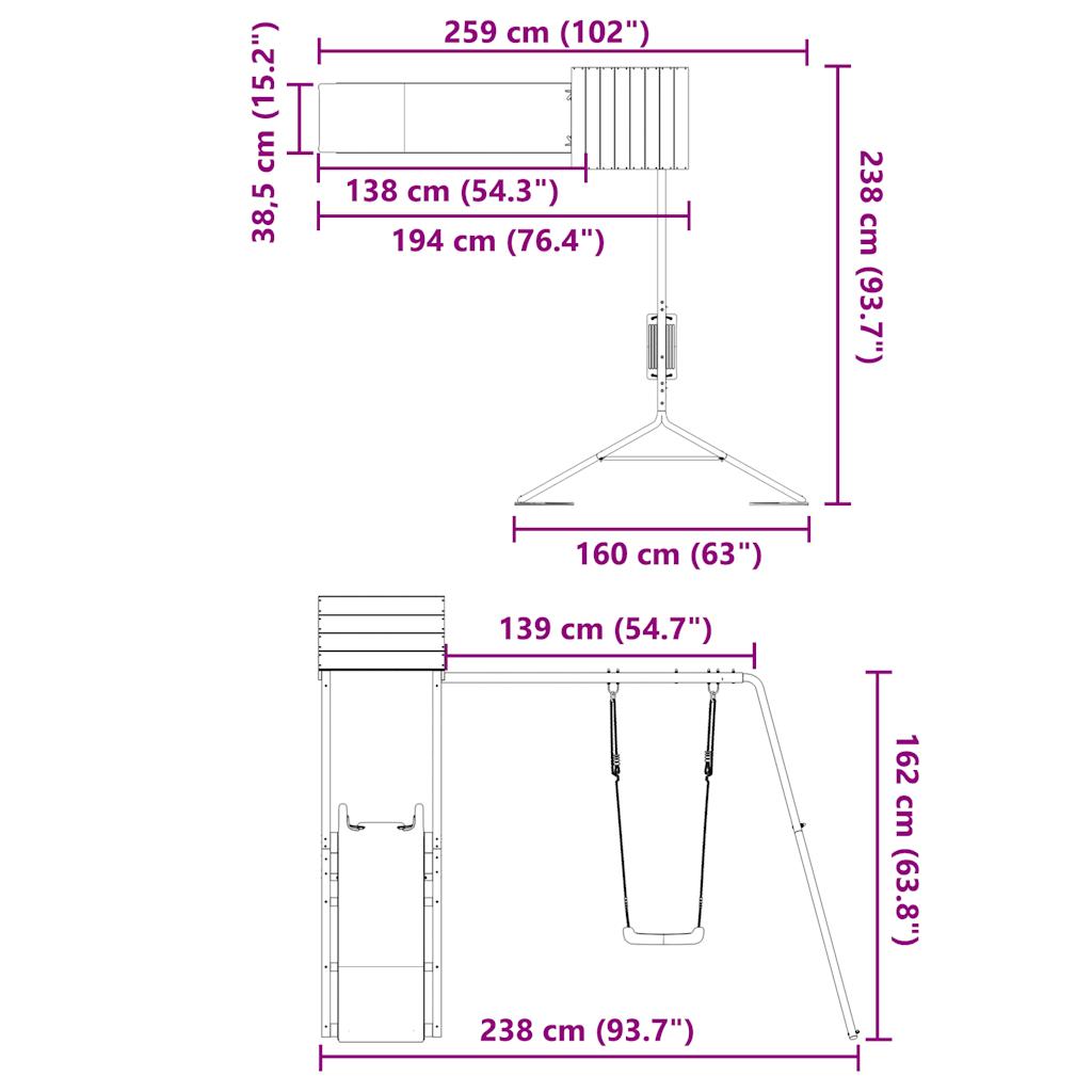 Conjunto de brincar para exterior madeira de pinho impregnada
