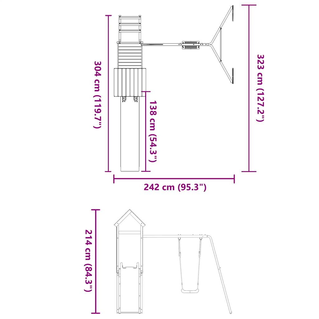 Conjunto de brincar para exterior madeira de douglas maciça