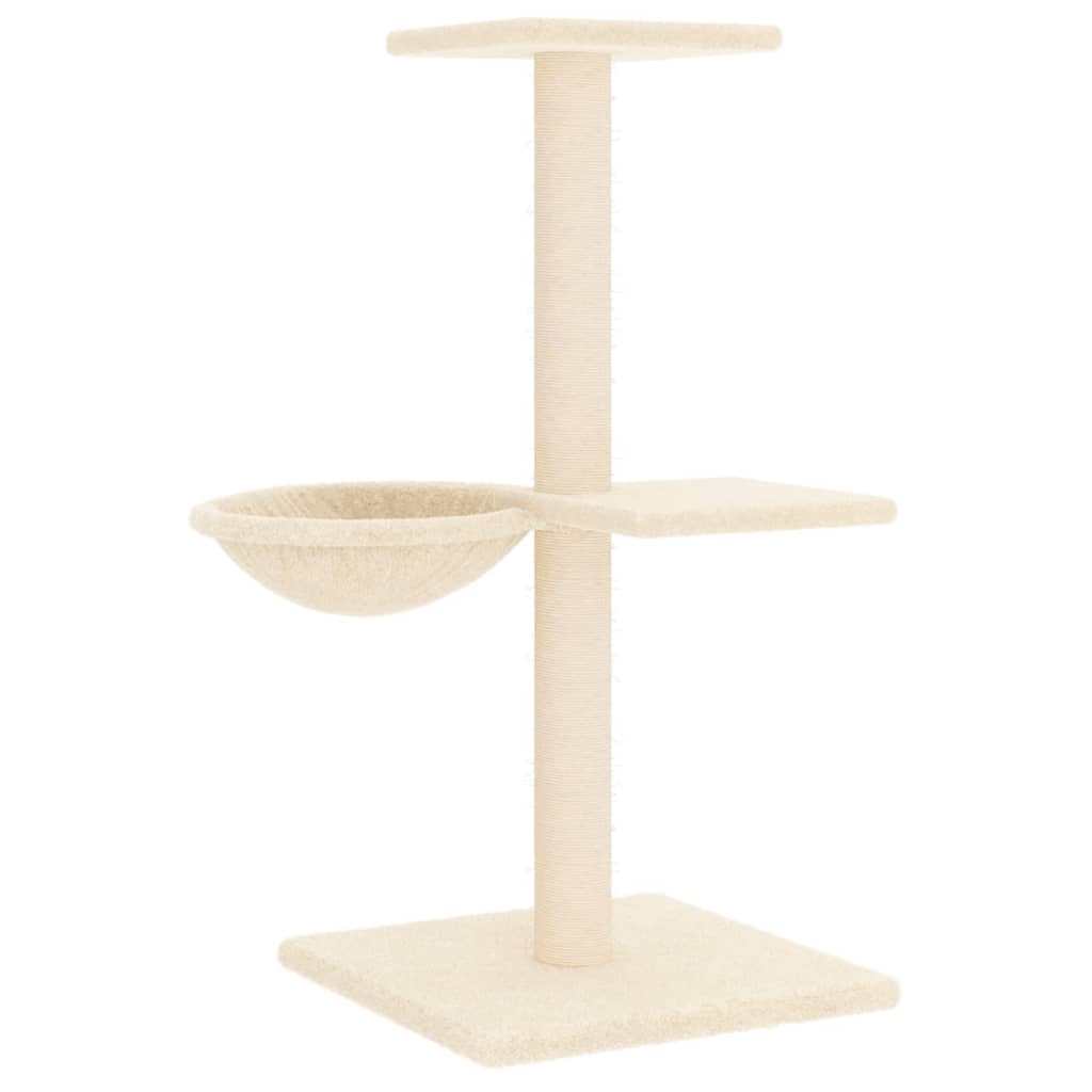 Árvore para gatos c/ postes arranhadores sisal 72 cm cor creme