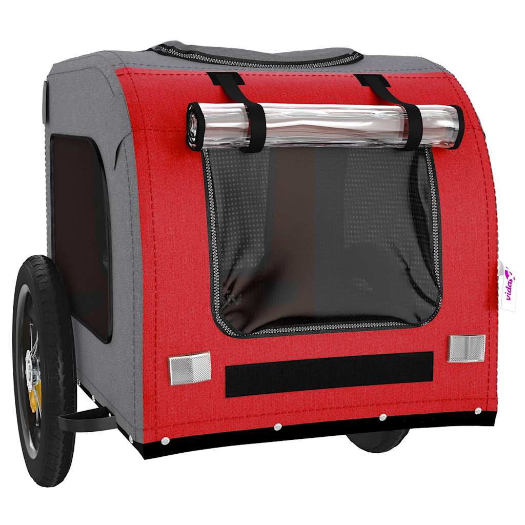 Reboque bicicleta animais tecido oxford/ferro vermelho/cinzento