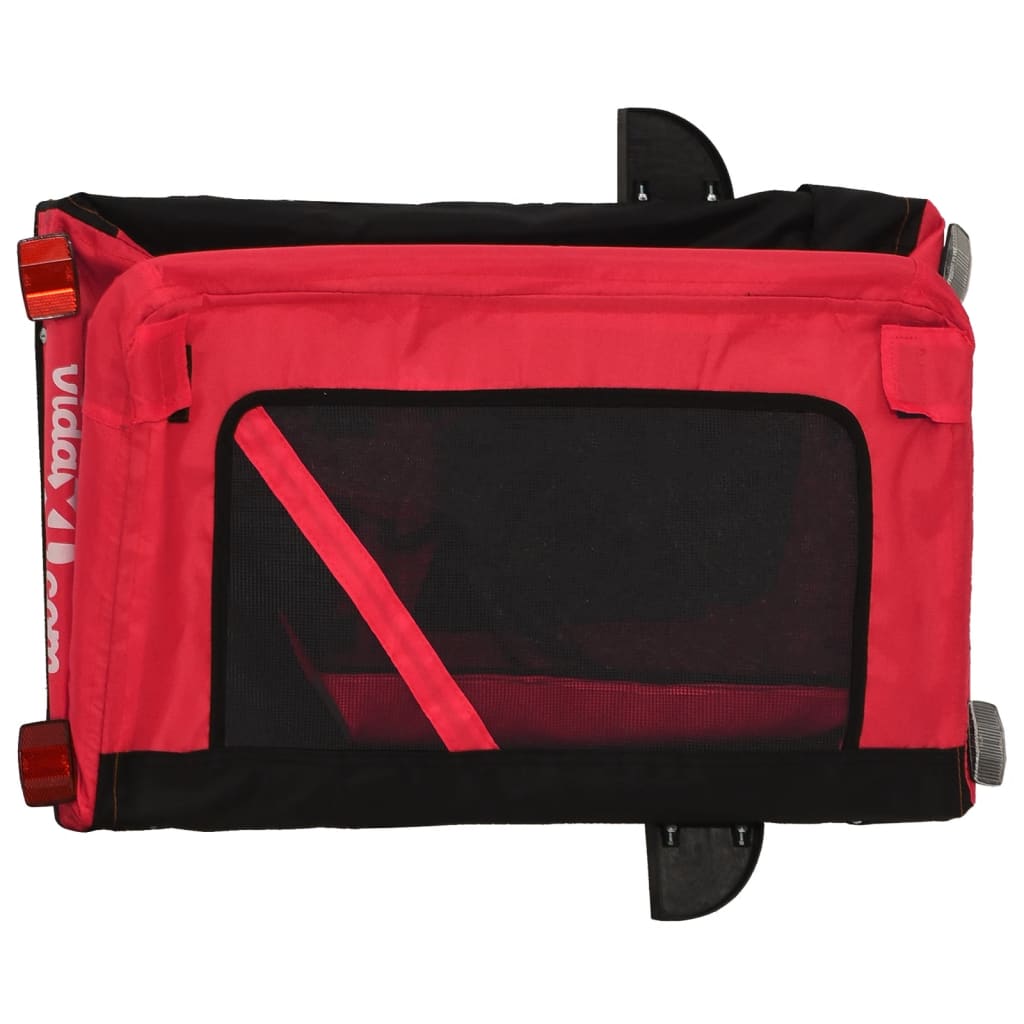 Reboque bicicleta p/ animais tecido oxford/ferro vermelho/preto