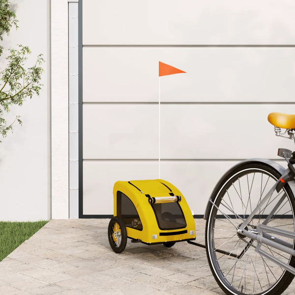 Reboque bicicleta p/ animais tecido oxford/ferro amarelo