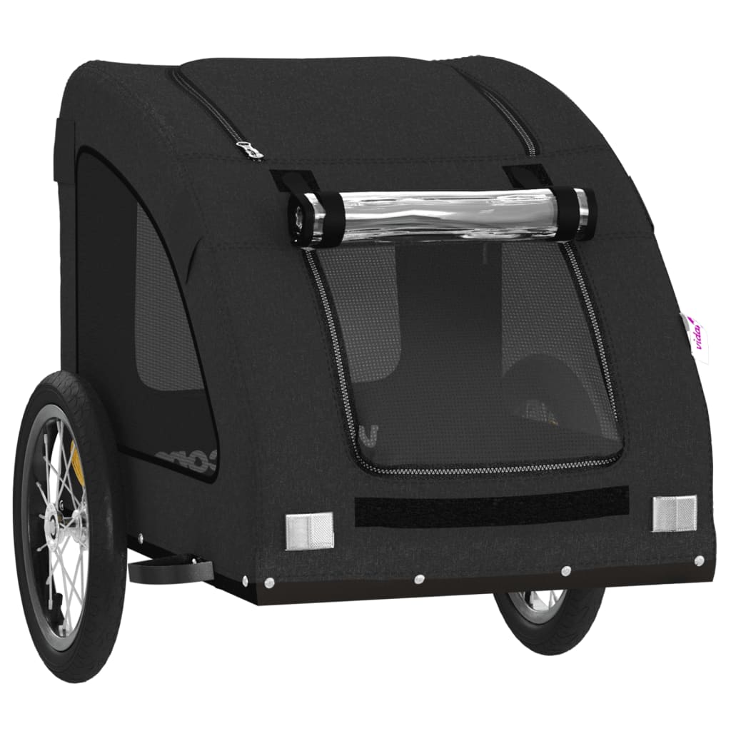 Reboque bicicleta p/ animais tecido oxford/ferro preto