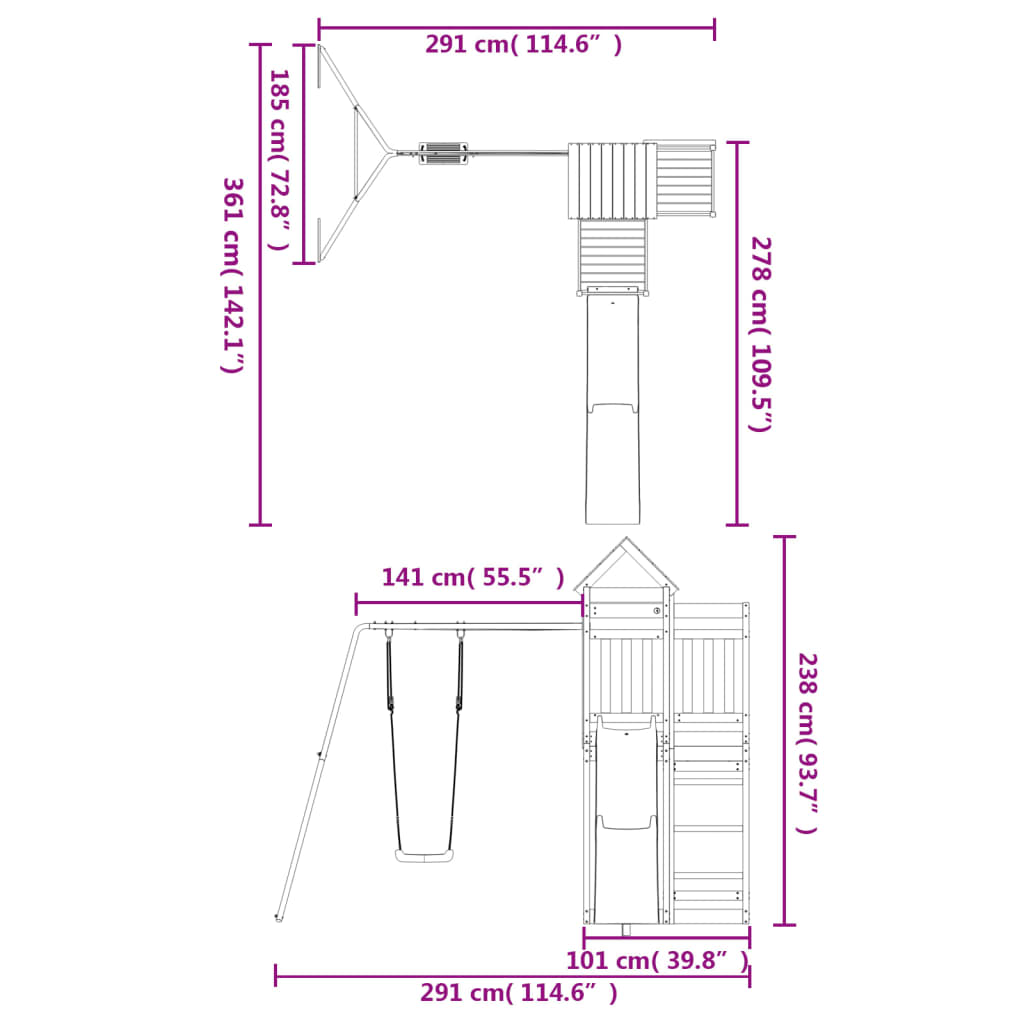 Conjunto de brincar para exterior madeira de pinho impregnada
