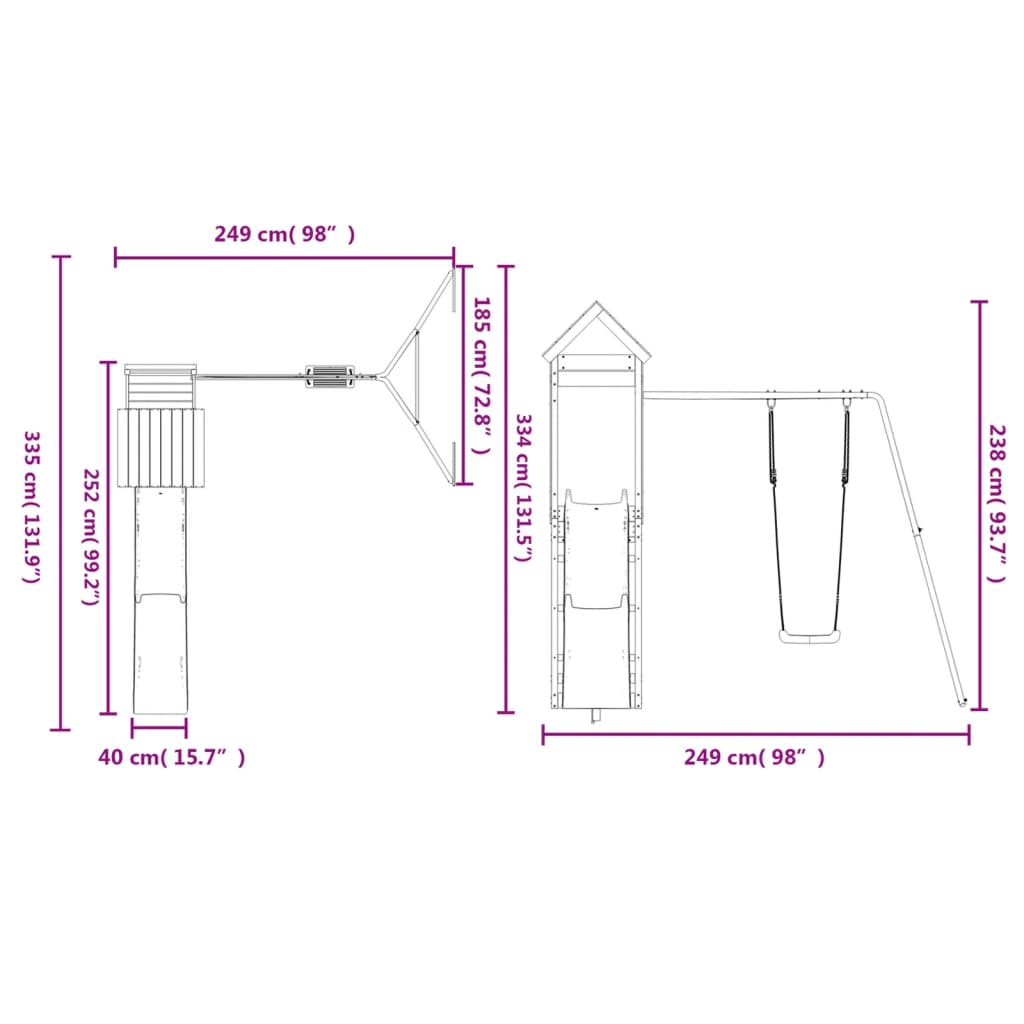 Conjunto de brincar para exterior madeira de pinho impregnada