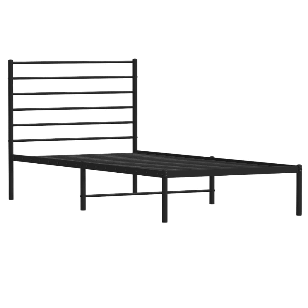 Estrutura de cama com cabeceira 90x200 cm metal preto