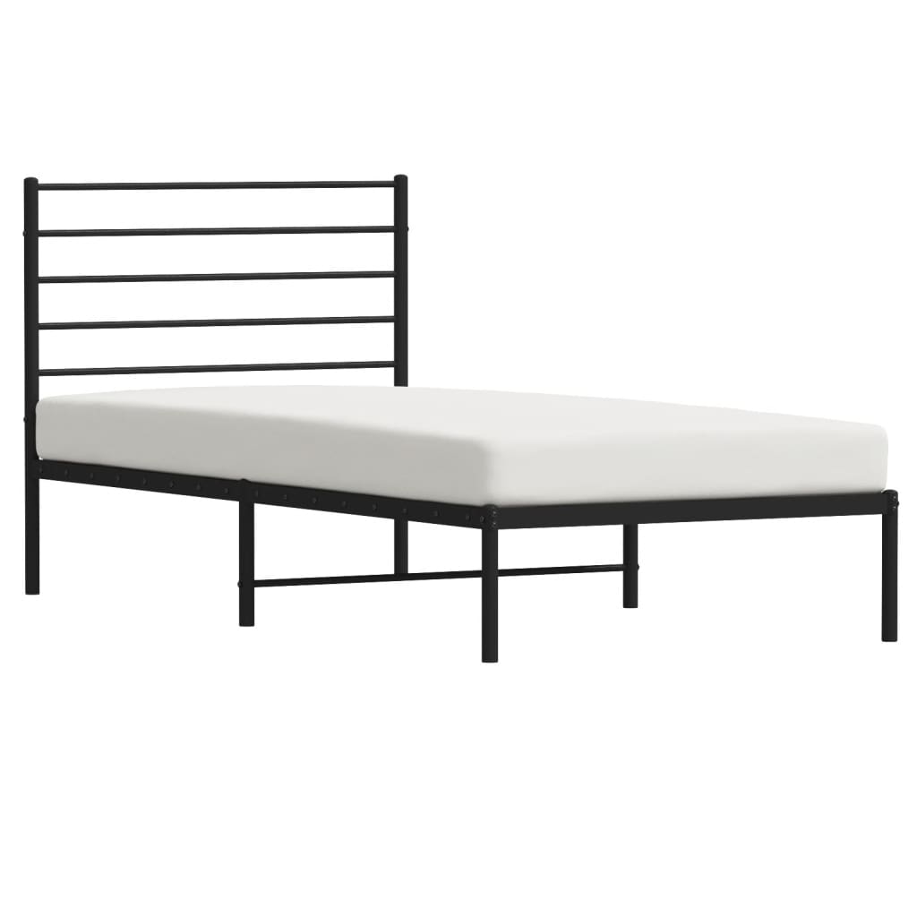 Estrutura de cama com cabeceira 90x200 cm metal preto