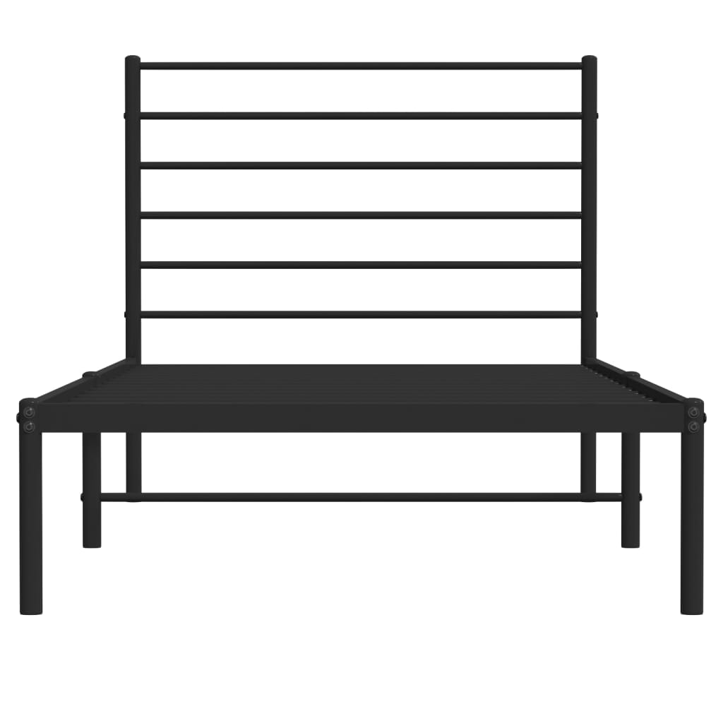 Estrutura de cama com cabeceira 90x200 cm metal preto