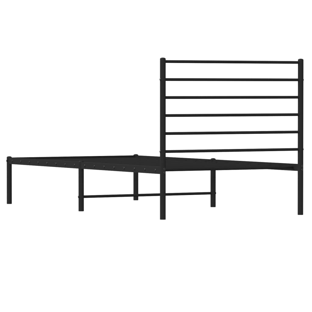 Estrutura de cama com cabeceira 90x200 cm metal preto