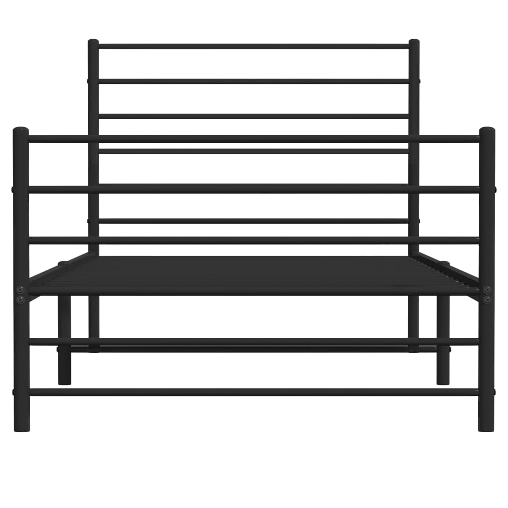 Estrutura de cama com cabeceira e pés 90x190 cm metal preto