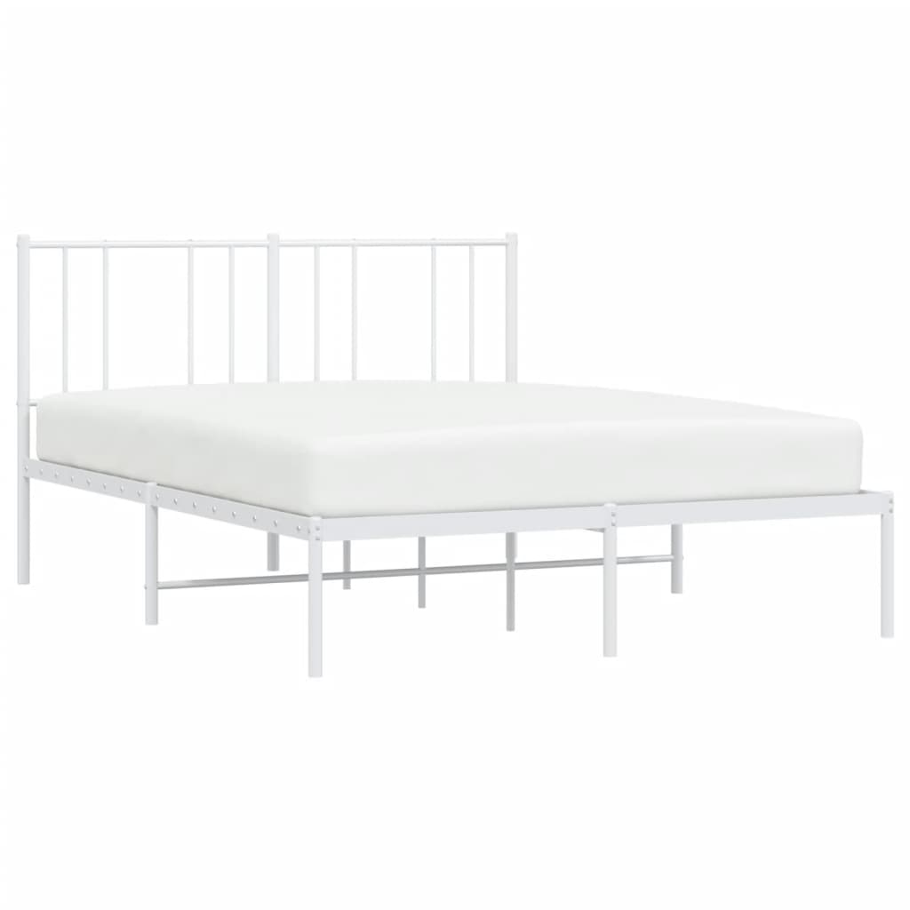Estrutura de cama com cabeceira 140x190 cm metal branco