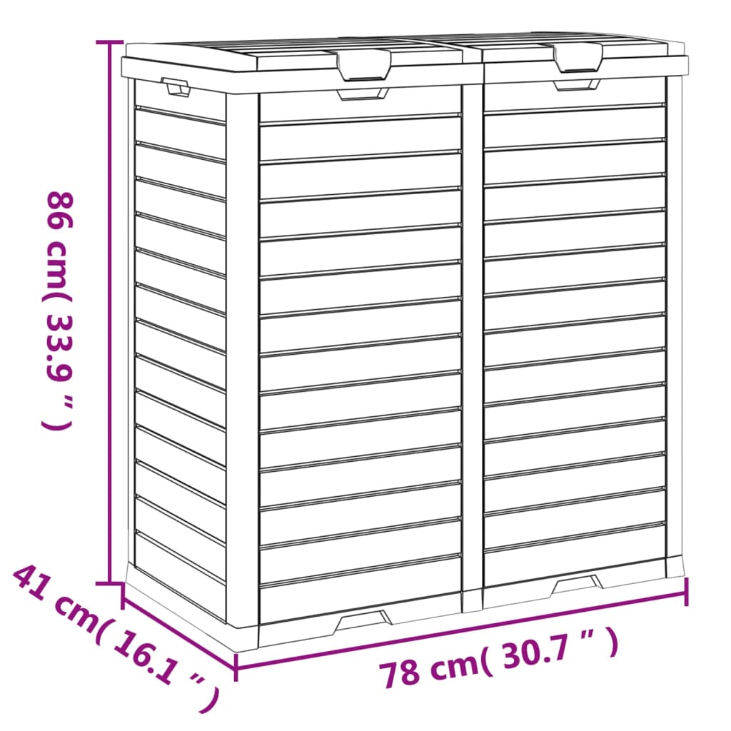 Caixote do lixo p/ exterior 78x41x86 cm polipropileno preto