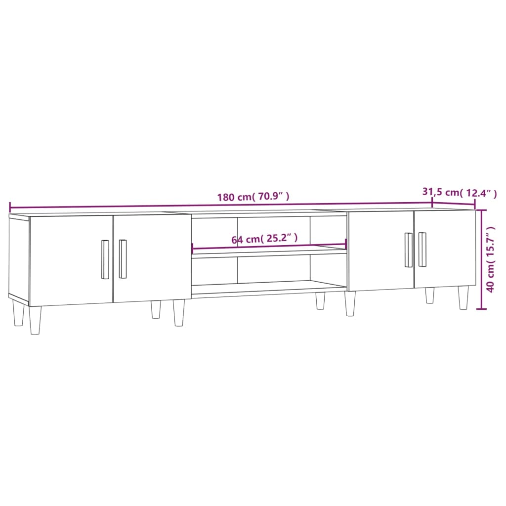 Móvel p/ TV 180x31,5x40 cm derivados de madeira branco