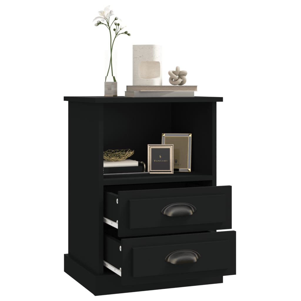 Mesas de cabeceira 2 pcs 43x36x60 cm preto