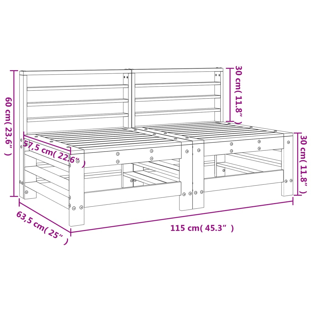 Sofás de centro para jardim 2 pcs pinho maciço castanho-mel