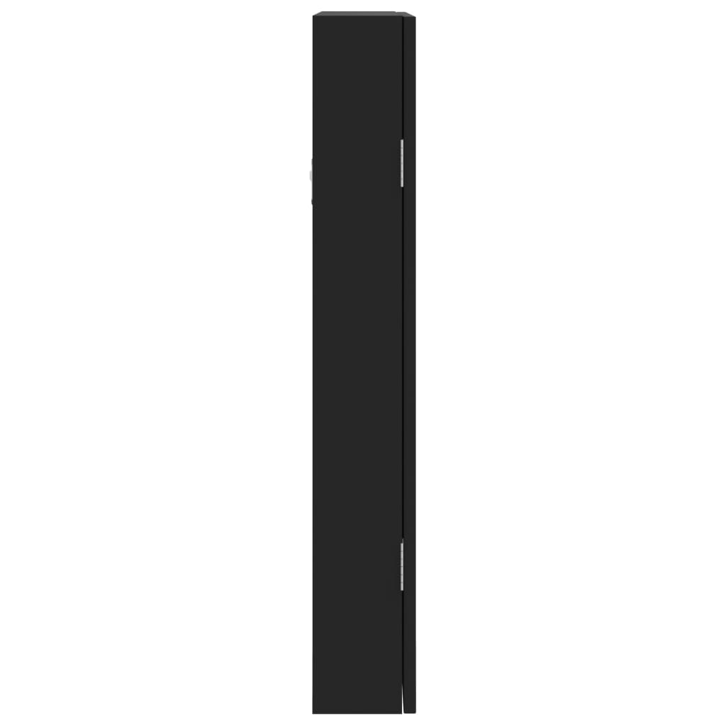 Móvel para joias de parede espelhado 37,5x10x67 cm preto