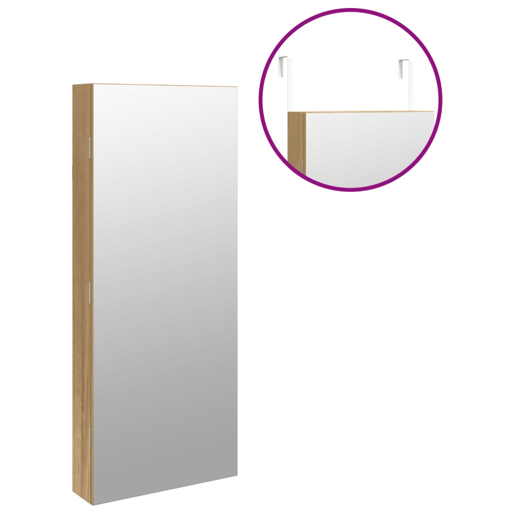 Móvel para joias de parede espelhado com luzes LED