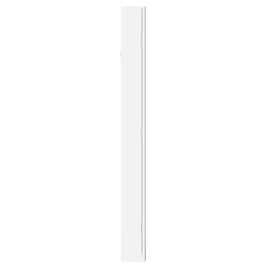 Móvel para joias de parede espelhado com luzes LED branco