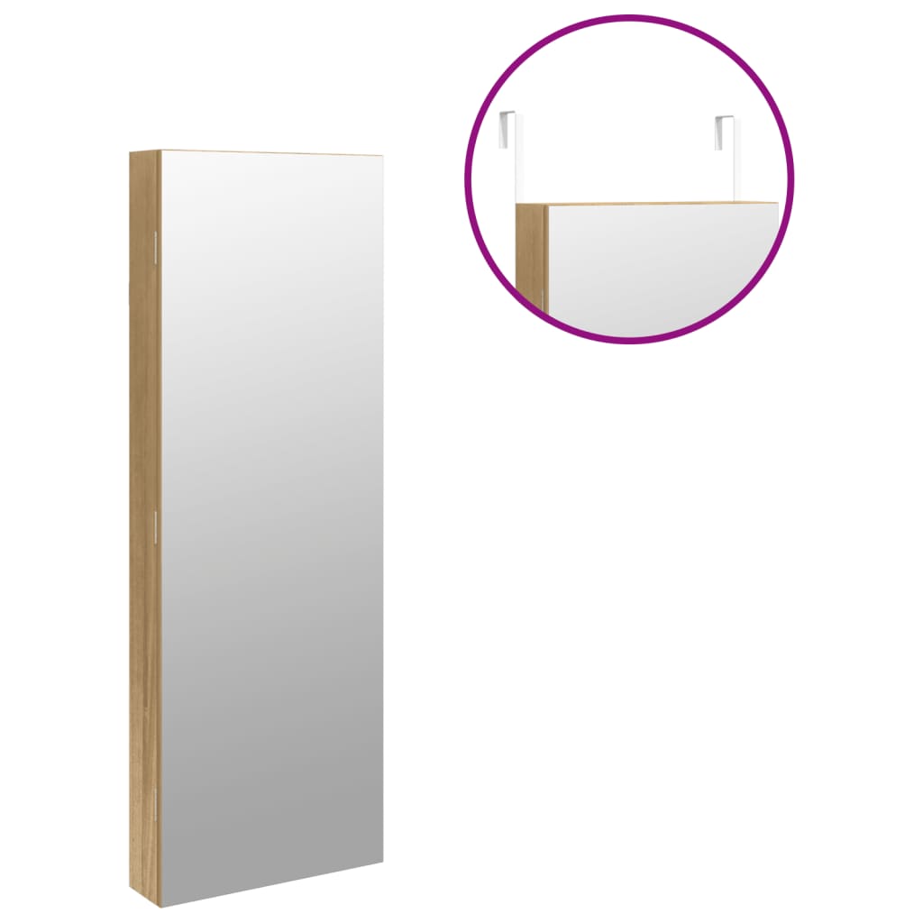Móvel para joias de parede espelhado com luzes LED