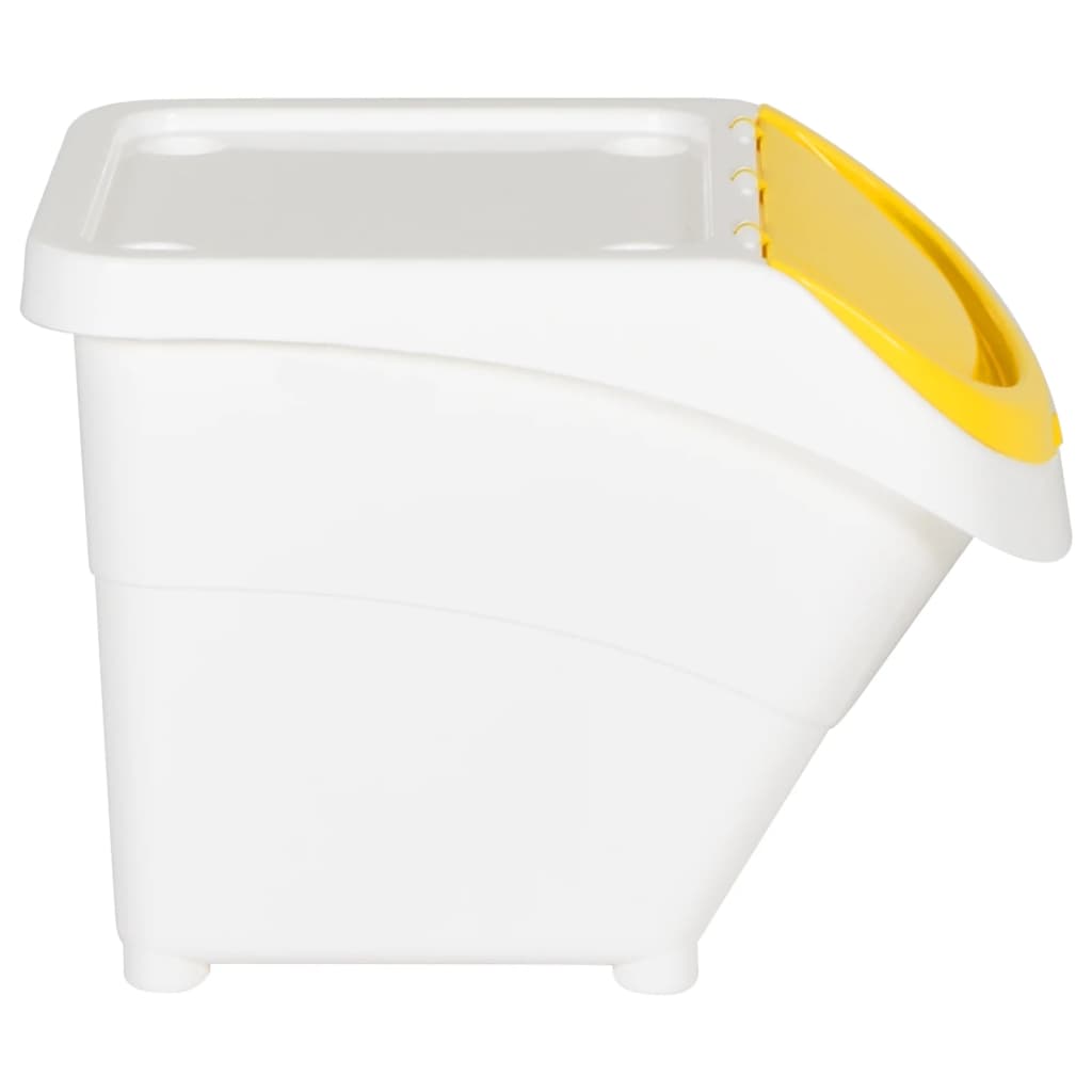 Caixotes do lixo com tampa empilháveis 3 pcs 78 L PP branco