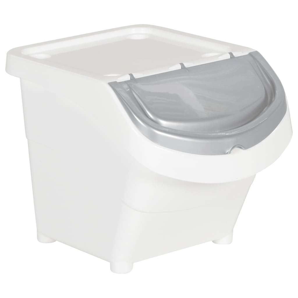 Caixotes do lixo com tampa empilháveis 3 pcs 78 L PP branco