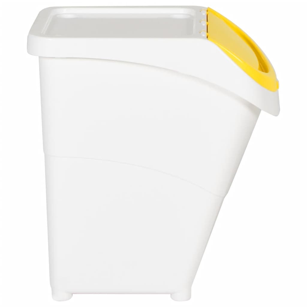 Caixotes do lixo com tampa empilháveis 3 pcs 120 L PP branco