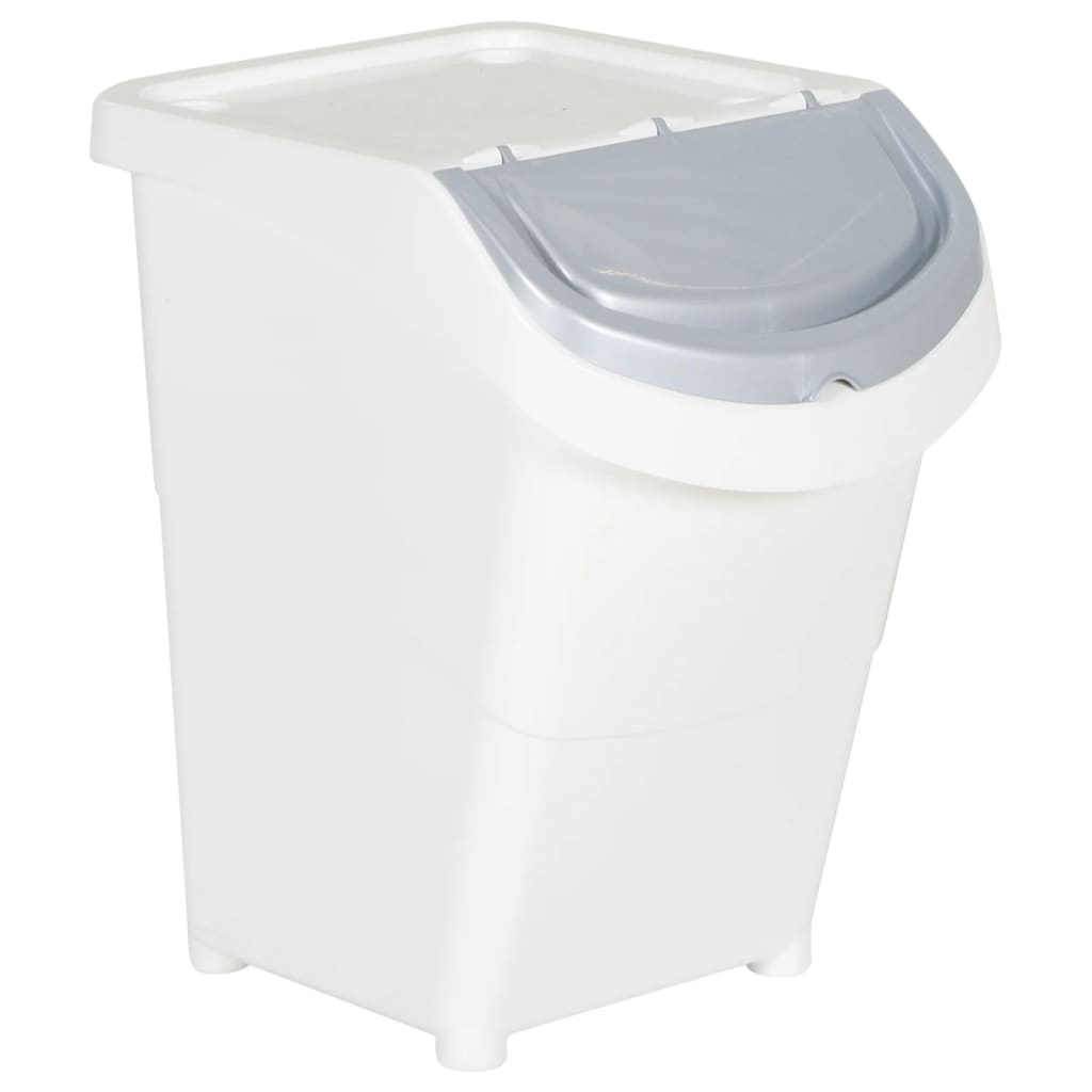 Caixotes do lixo com tampa empilháveis 3 pcs 120 L PP branco