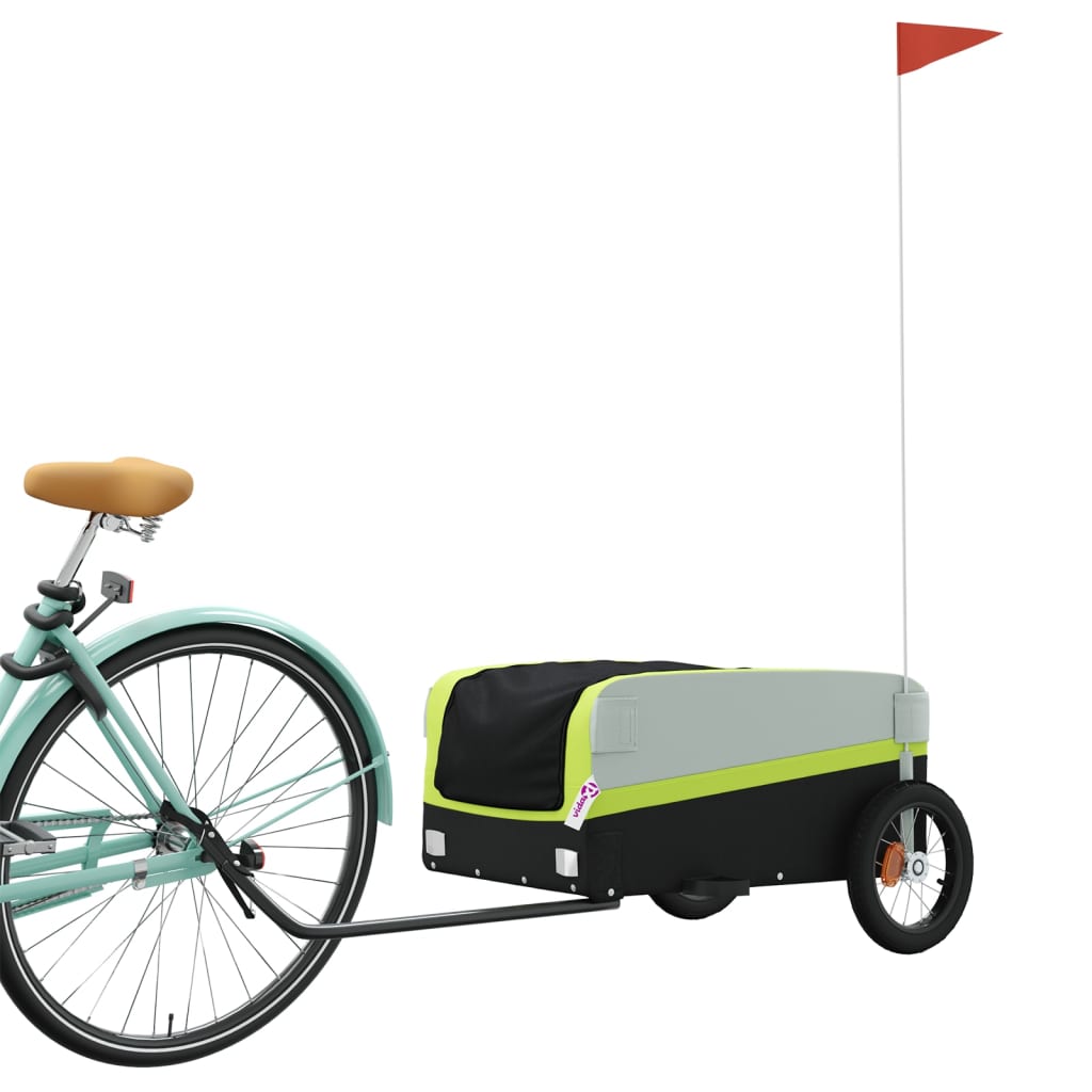 Reboque para bicicleta 30 kg ferro preto e verde