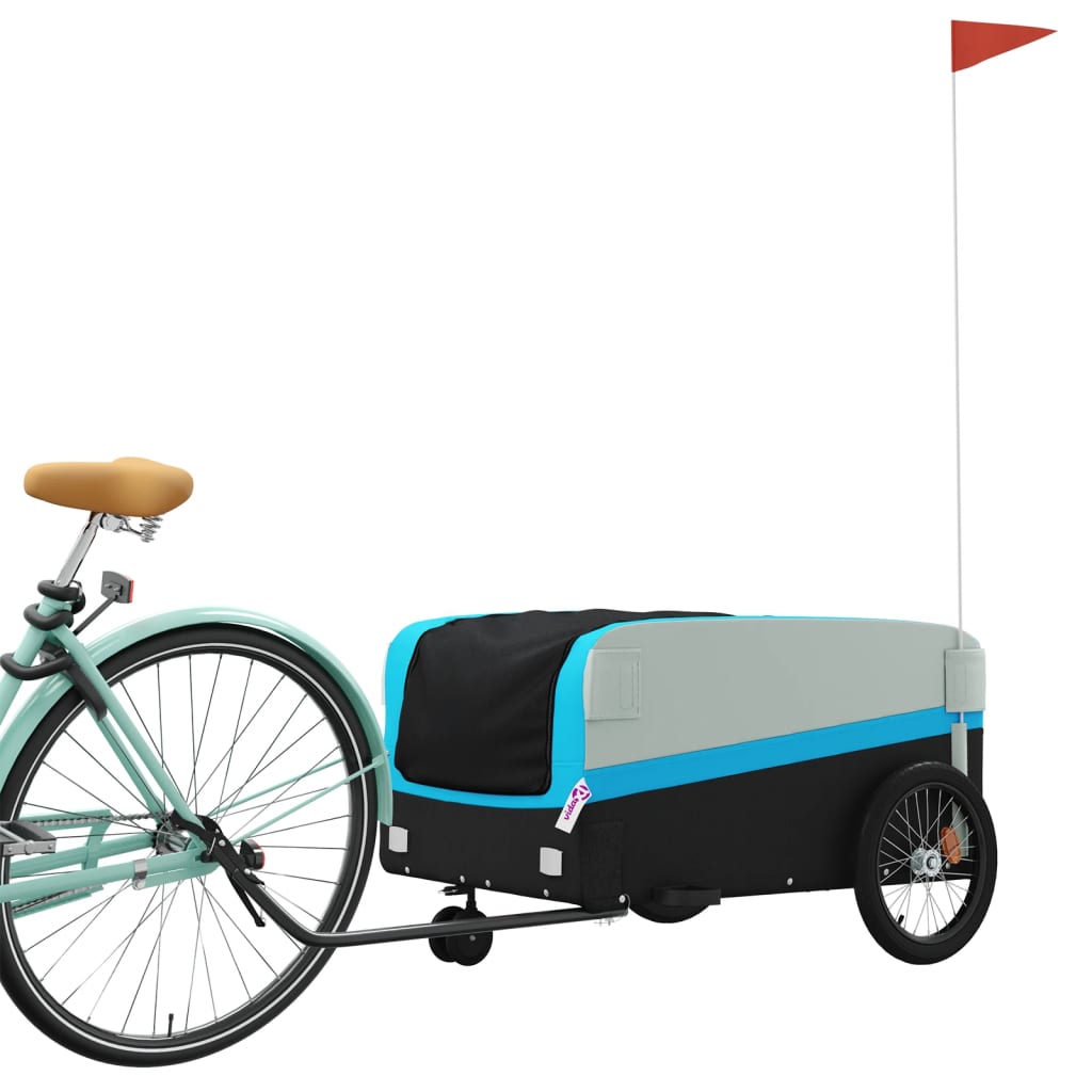 Reboque para bicicleta 45 kg ferro preto e azul