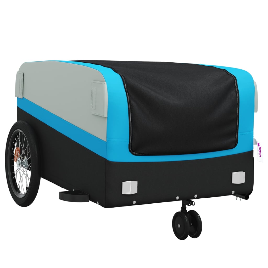 Reboque para bicicleta 45 kg ferro preto e azul