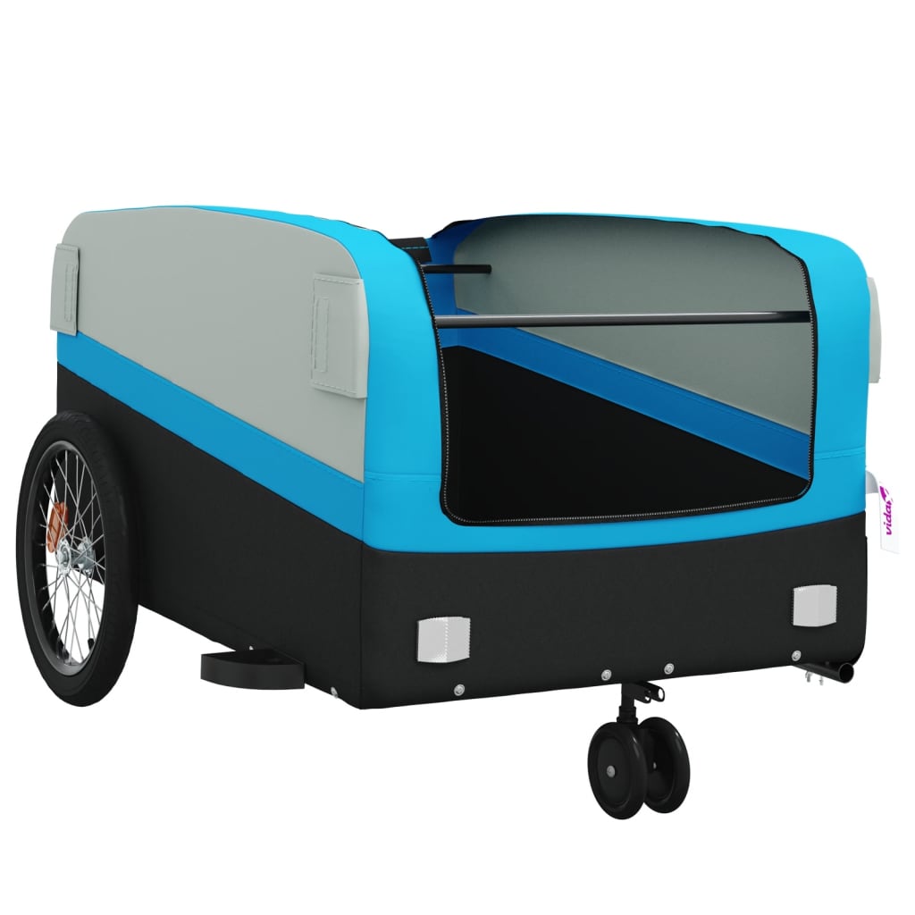 Reboque para bicicleta 45 kg ferro preto e azul