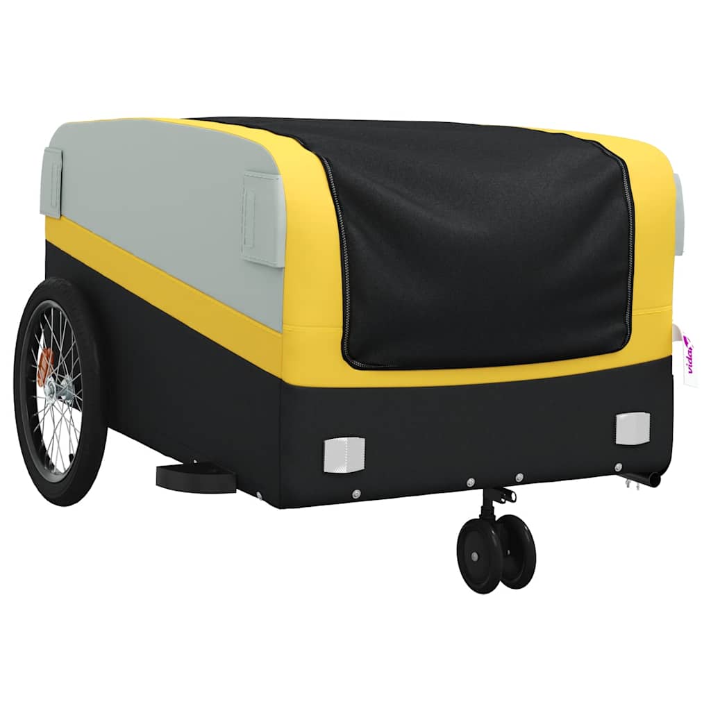 Reboque para bicicleta 45 kg ferro preto e amarelo