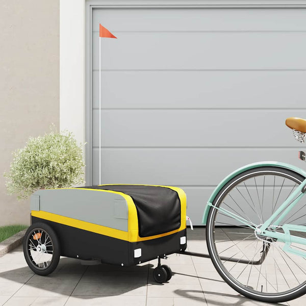 Reboque para bicicleta 45 kg ferro preto e amarelo