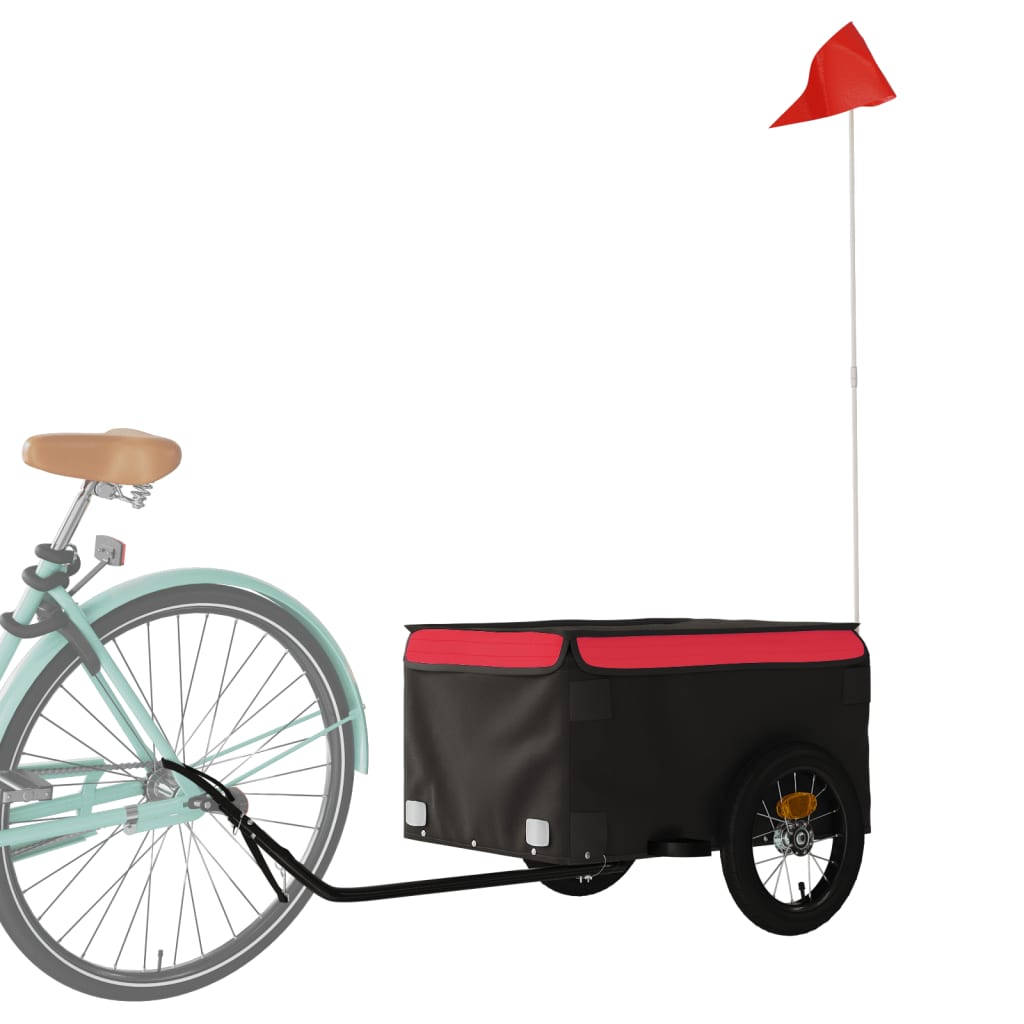 Reboque para bicicleta 30 kg ferro preto e vermelho