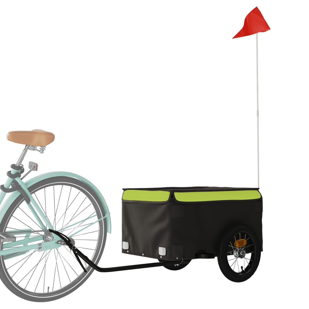 Reboque para bicicleta 30 kg ferro preto e verde