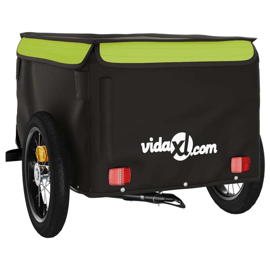 Reboque para bicicleta 30 kg ferro preto e verde