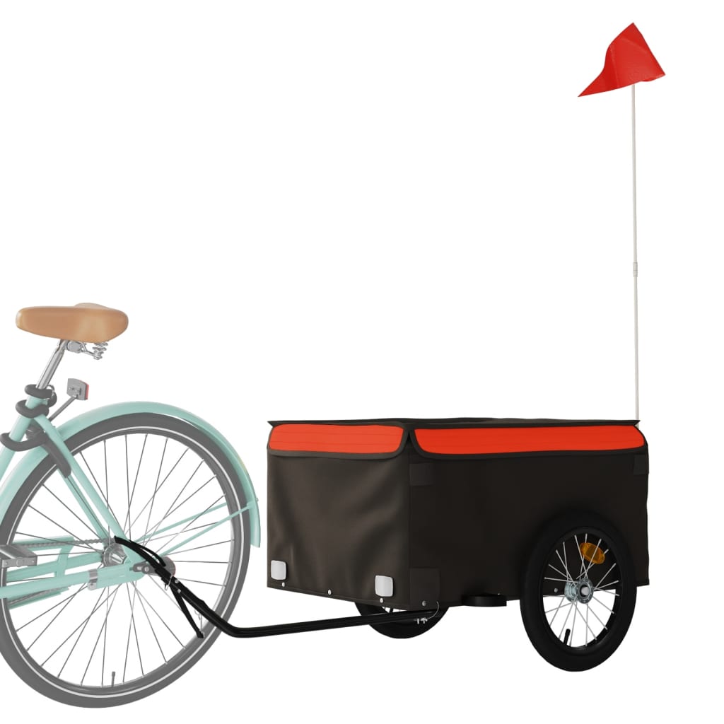 Reboque para bicicleta 45 kg ferro preto e laranja