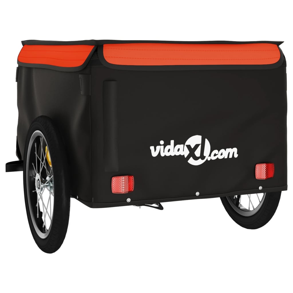 Reboque para bicicleta 45 kg ferro preto e laranja