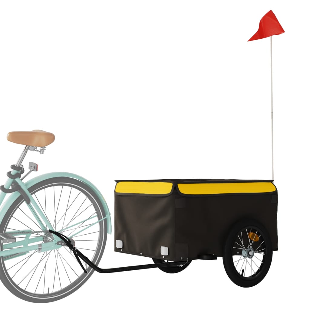 Reboque para bicicleta 45 kg ferro preto e amarelo